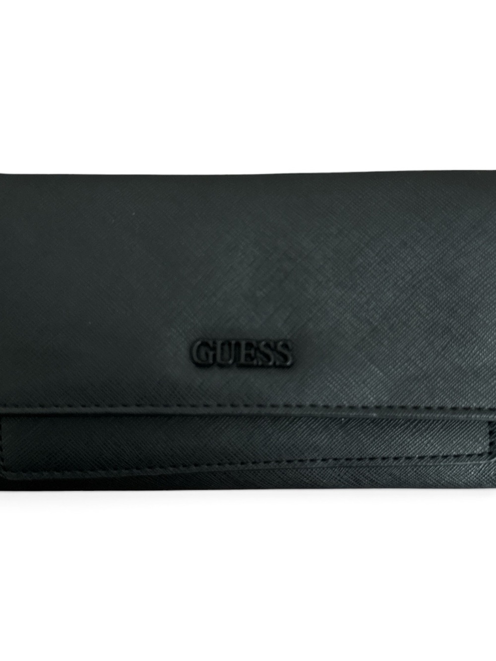 GUESS Black Textured Fold-Over Wallet